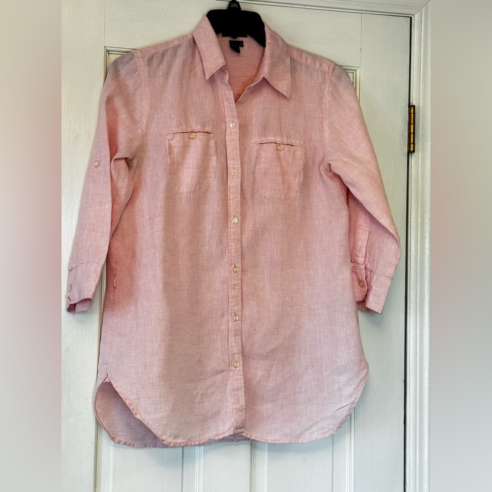 Ralph Lauren Light Pink Linen-Blend Button-Down Shirt